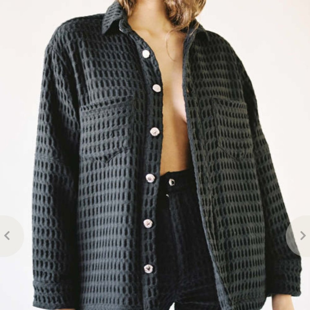 Aniela Parys Julien Waffle Shirt Jacket | Size XS/S | Black